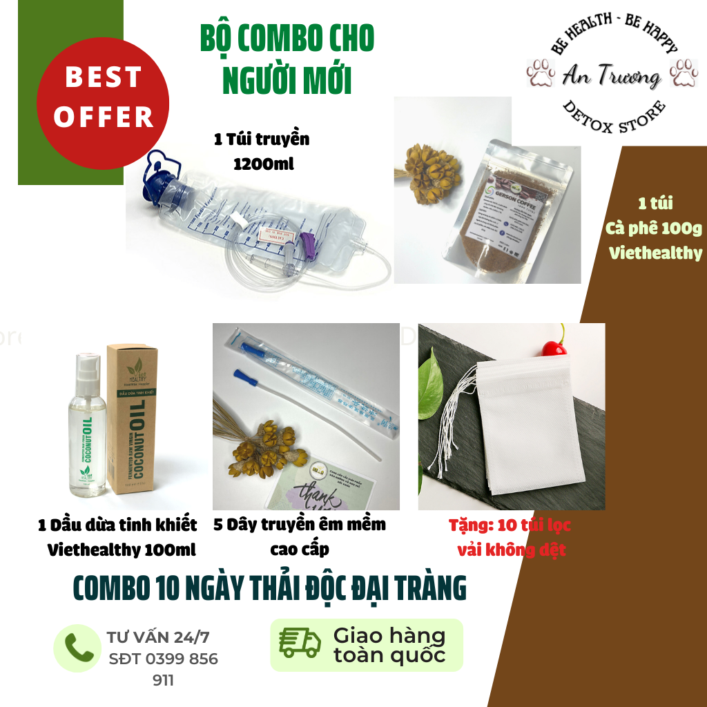 Bộ thải độc đại tràng cafe enema, thụt tháo 10 ngày