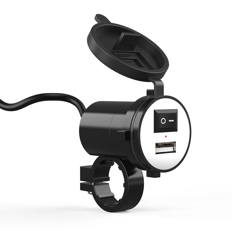 Sac dien thoai Sac điện thoại gắn xe máy 2.1A hv shop 12v màu đen