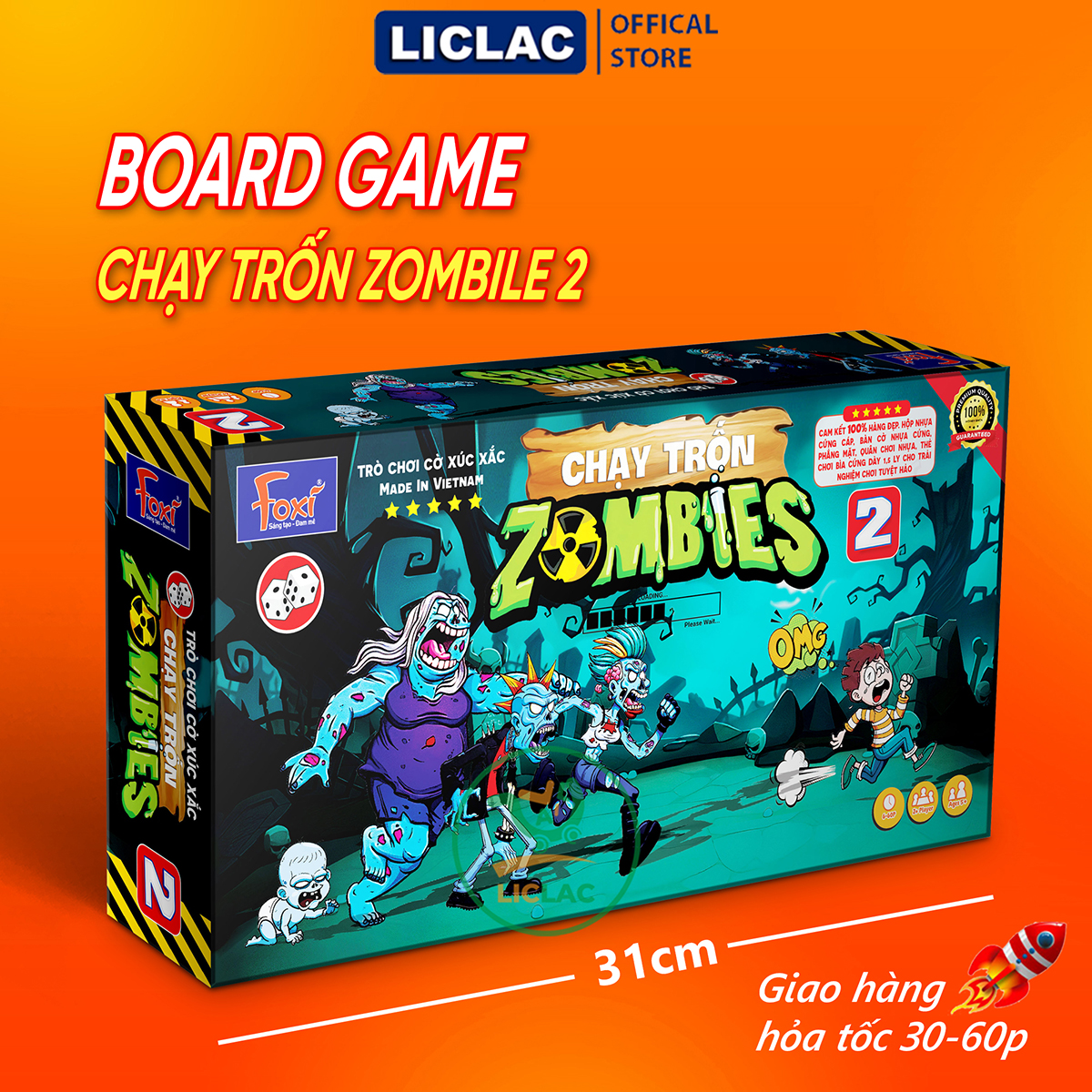 Boardgame Chạy Trốn Zombie 2 Nam Châm trò chơi giải trí sinh tồn kịch tính cho nhóm bạn, gia đình