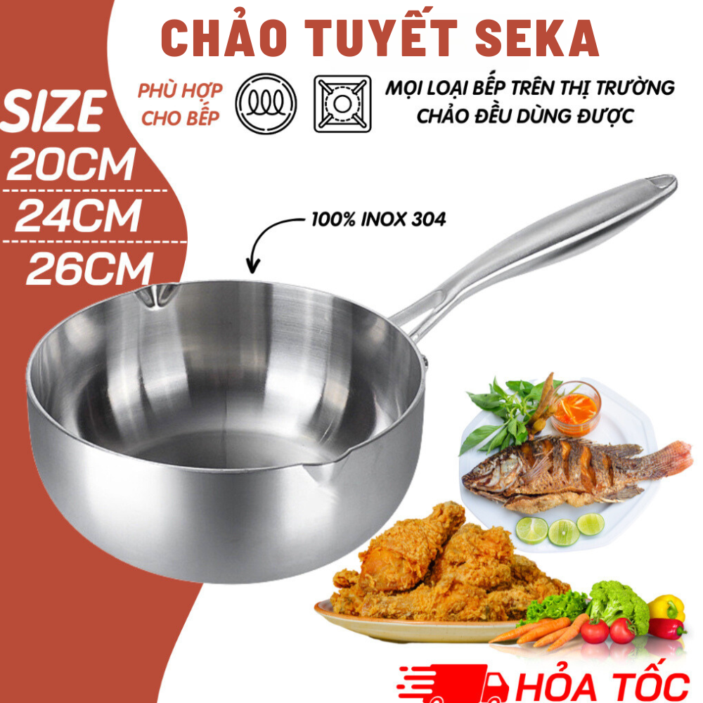 Chảo Tuyết Chống Dính SEKA Đúc Nguyên Khối INOX 304 Chảo Sâu Lòng Siêu Chống DÍnh Dùng Cho Mọi Loại Bếp