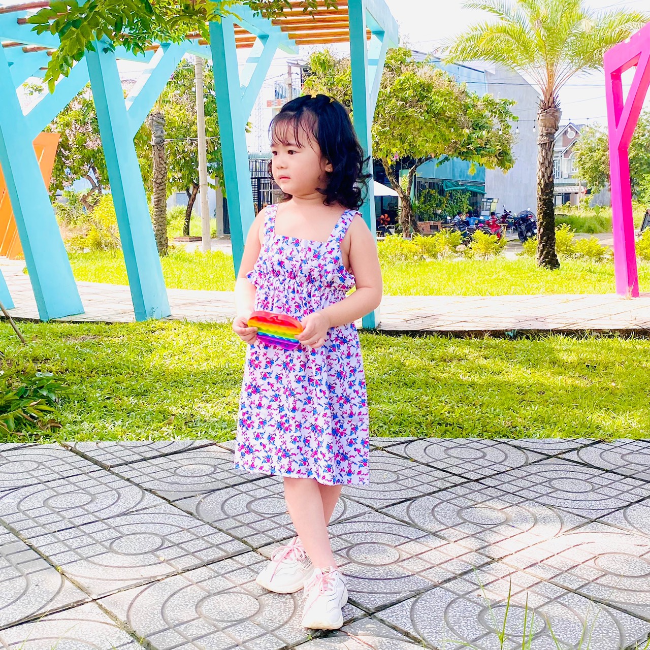 Đầm dây hoa nhí mát mẻ dễ thương dáng xoè
