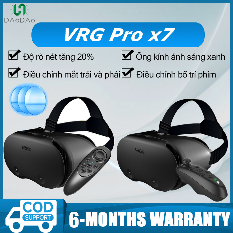 Kính thực tế ảo vr,vrg pro x7 3d,xem phim 3d chuyên nghiệp,chơi trò chơi vr,đi kèm với tay cầm