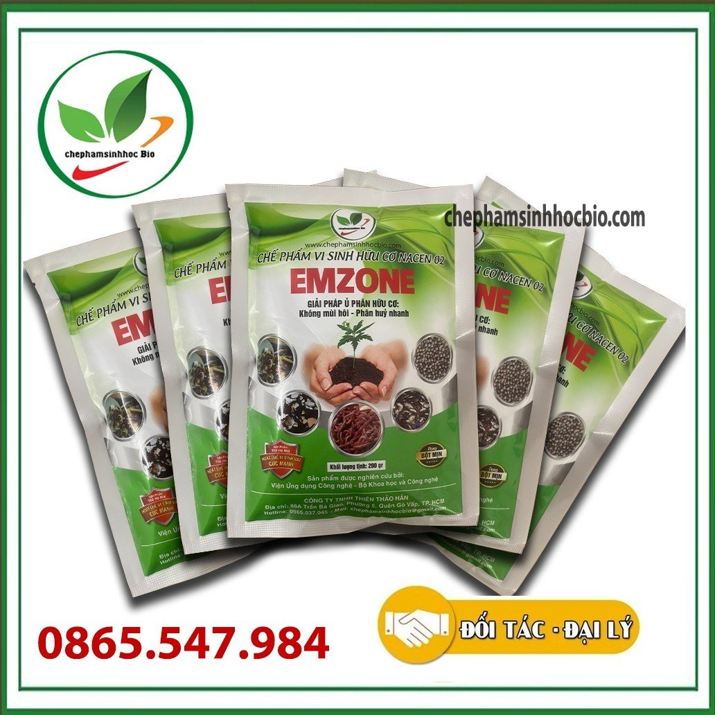 Combo 5 gói. Chế phẩm Emzone. Chế phẩm phân hủy & khử mùi hôi chất hữu cơ. Gói 200gr