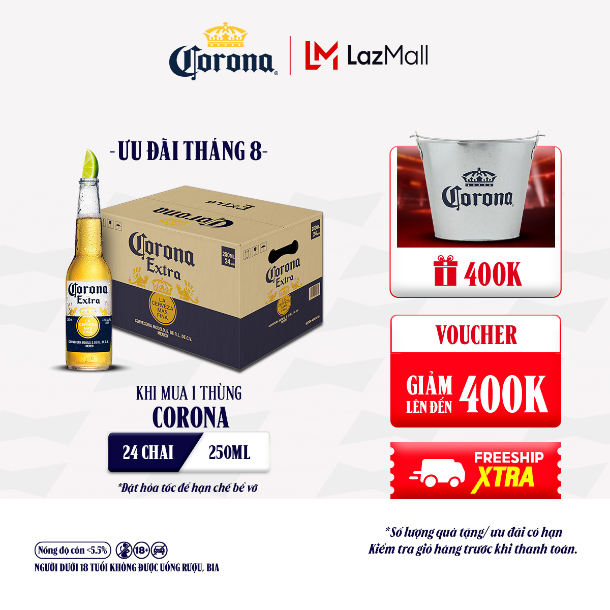 Thùng 24 Chai Bia Corona Extra Nhập Khẩu (250ml/chai)