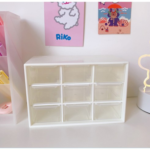 Hộp khay nhựa 9 ô hộc kéo đa năng trang trí decor bàn học làm việc fang6826