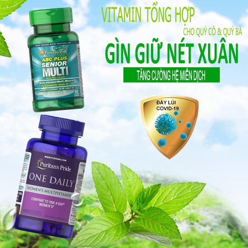 Combo Vitamin tổng hợp cho phụ nữ và người lớn tuổi- tăng sức đề kháng, khỏe, ngủ ngon, ăn ngon miệng thương hiệu Puritan's Pride của Mỹ
