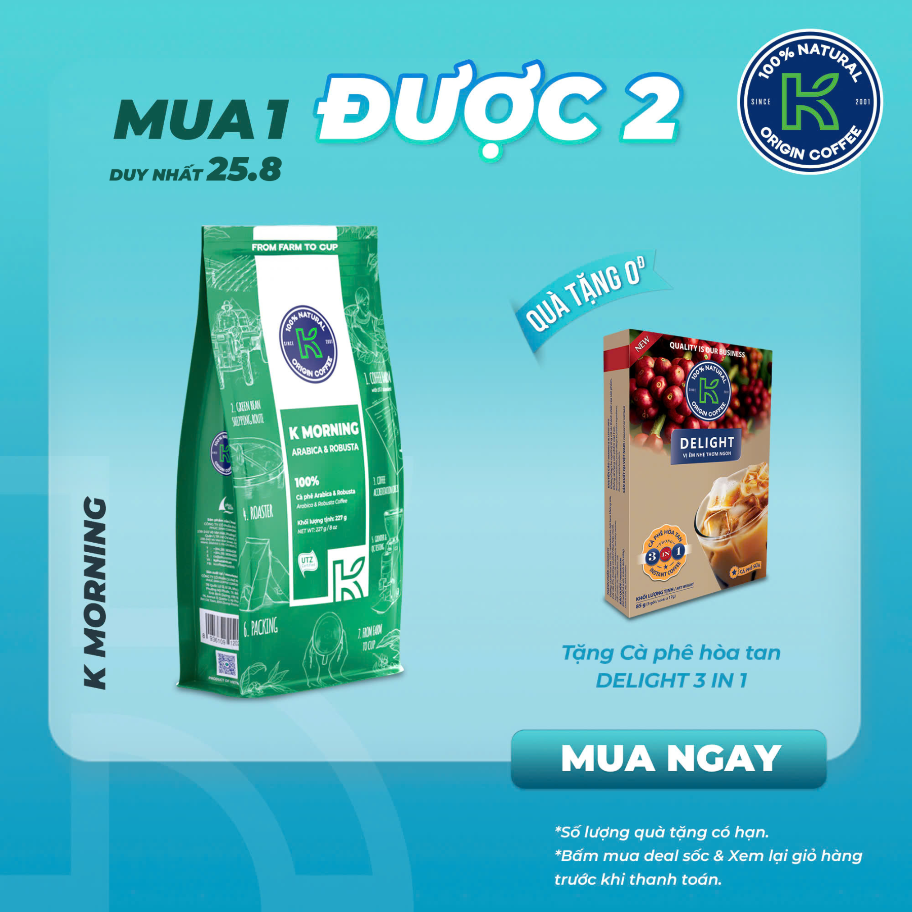 Cà phê rang xay k morning 227g - cà phê thương hiệu k coffee