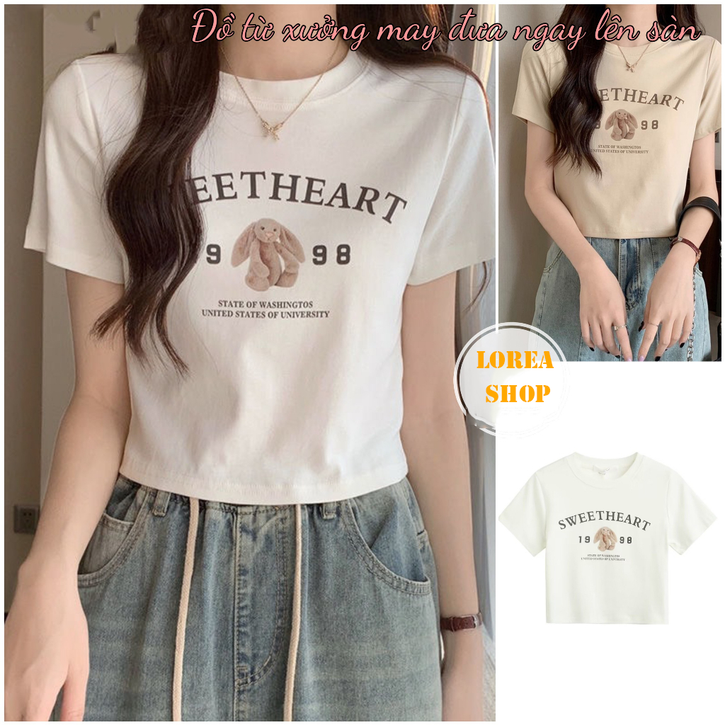 Áo croptop tay ngắn cổ tròn Sweetheart thỏ cute1998