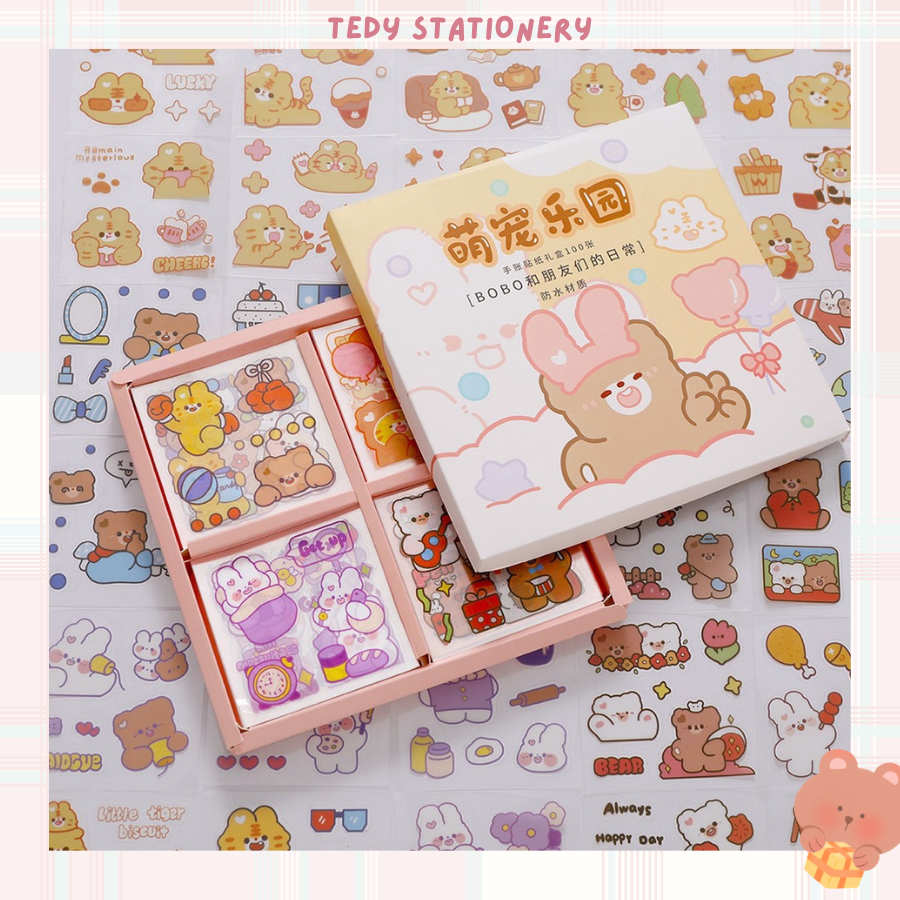 Set 10 miếng Sticker cute trang trí sổ Bobo and Friends , sticker dễ thương phong cách hàn quốc