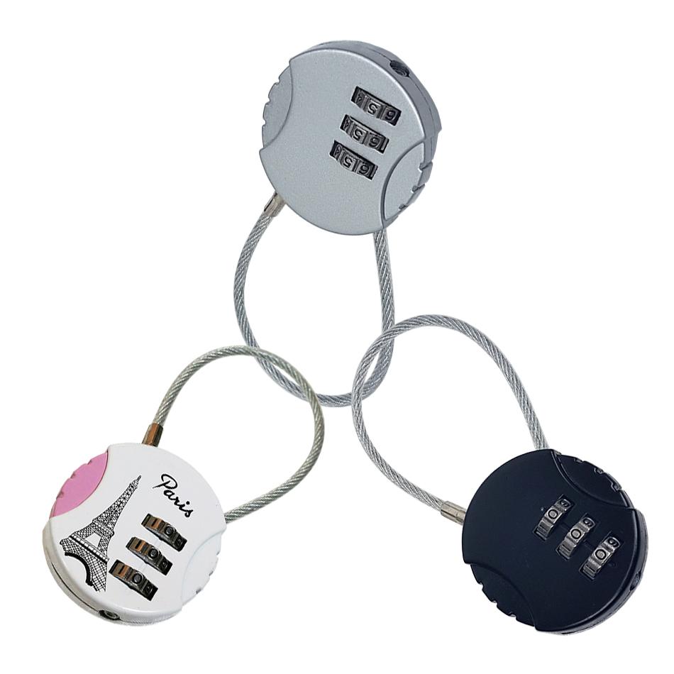 [HCM]Bộ 3 cái ổ khóa tròn mini loại dây cáp mật mã 3 số TL528