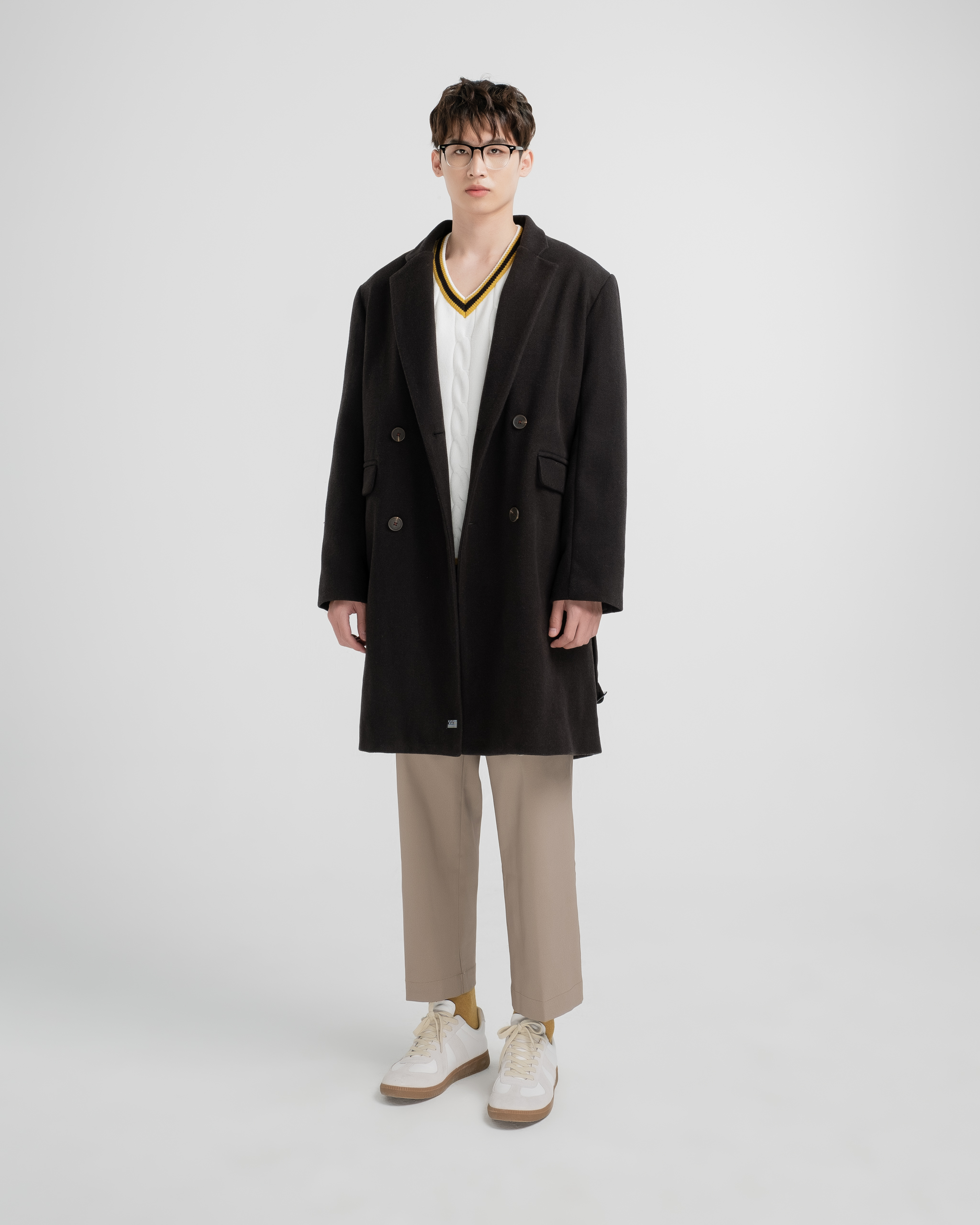 Áo khoác măng tô dáng dài nam SSSTUTTER đi kèm đai lưng chất liệu dạ cao cấp ấm áp thomas coat
