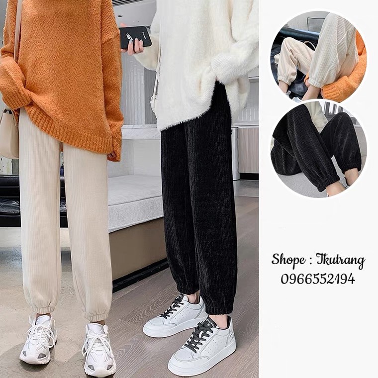 Quần Bầu Len Nhung bo gấu mùa đông loại 1 (450g) dày dặn giữ ấm mùa đông cho mẹ bầu