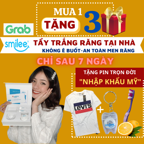 [HCM][Tặng Áo thun Xuất khẩu+2 quà+Freeship] Bộ Kit Tẩy Trắng Răng tại nhà Smilee-Răng trắng ngay sau 7 ngày-Không Ê Buốt-An toàn cho men răng-Nhập khẩu USA-ISO 22716 - 2007