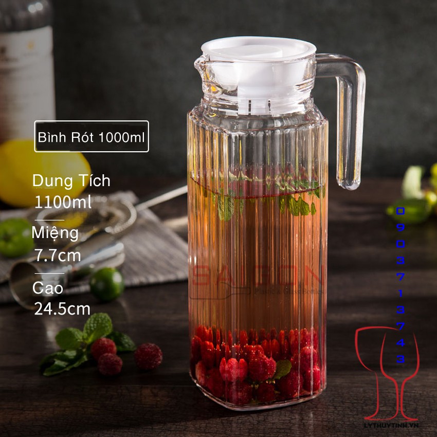 Bình thủy tinh sọc 1000ml