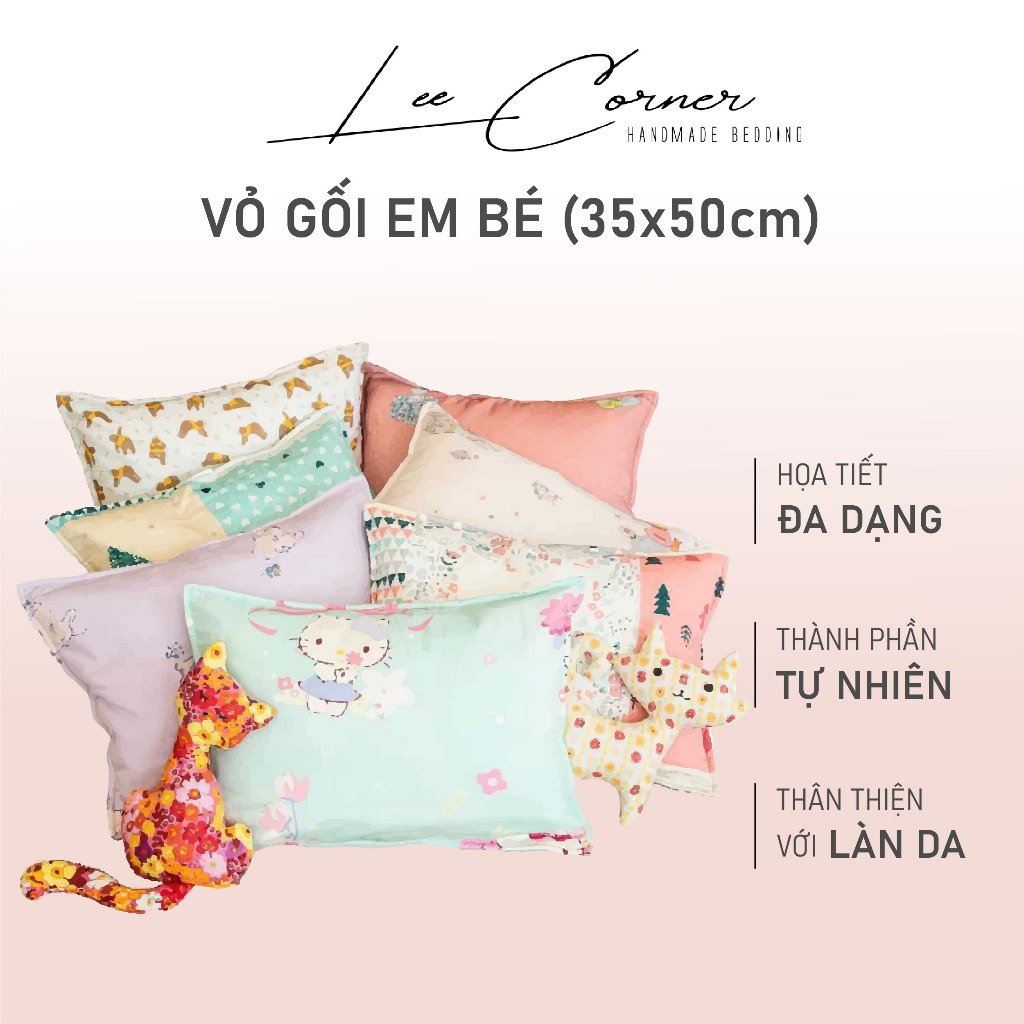 Vỏ gối em bé 25x35cm, 35x50cm lụa modal lee corner cao cấp, vỏ gối em bé, vỏ gối nằm đi học