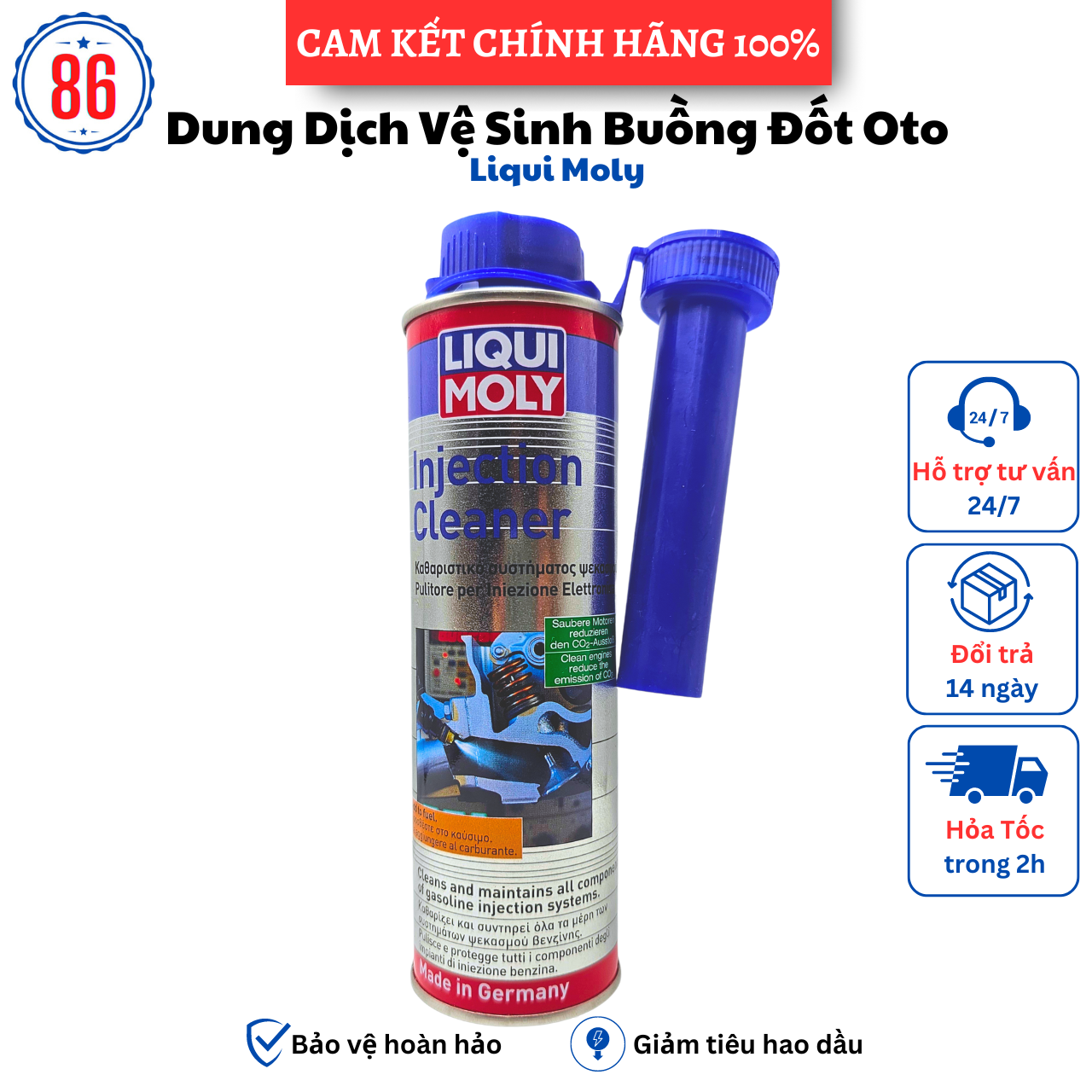 Liqui Moly Injection Cleaner 300ML- Phụ Gia Súc Béc Xăng,Kim Phun Tẩy Muội Than Carbon - Sản xuất tại Đức
