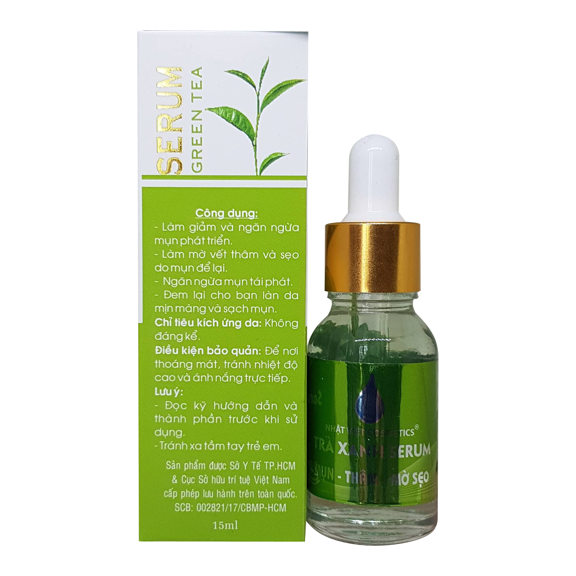 Serum trà xanh mụn xóa thâm mờ sẹo nhật việt cosmetics 15ml