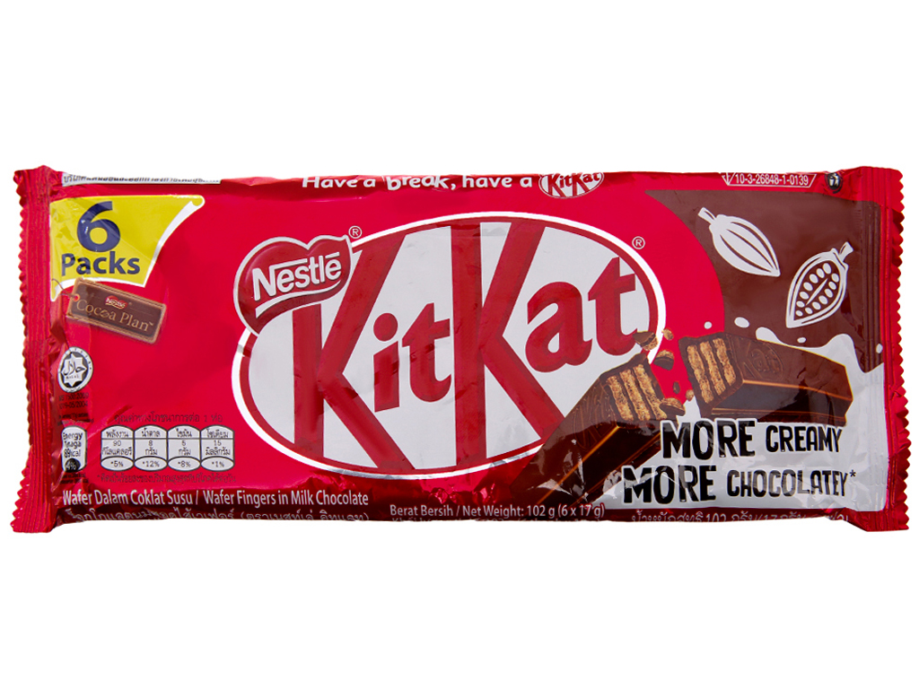 Kitkat socola gói 6 thanh 119g date 1 2024combo 10 gói