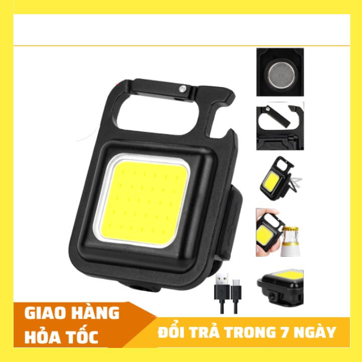 Đèn pin mini siêu sáng móc khóa đa năng, đèn led mini móc khóa, đèn pin mini móc khóa, đèn pin đa năng, Đèn Làm Việc Cob Sạc USB 3 Chế Độ Sáng Tích Hợp Nhiều Tính Năng