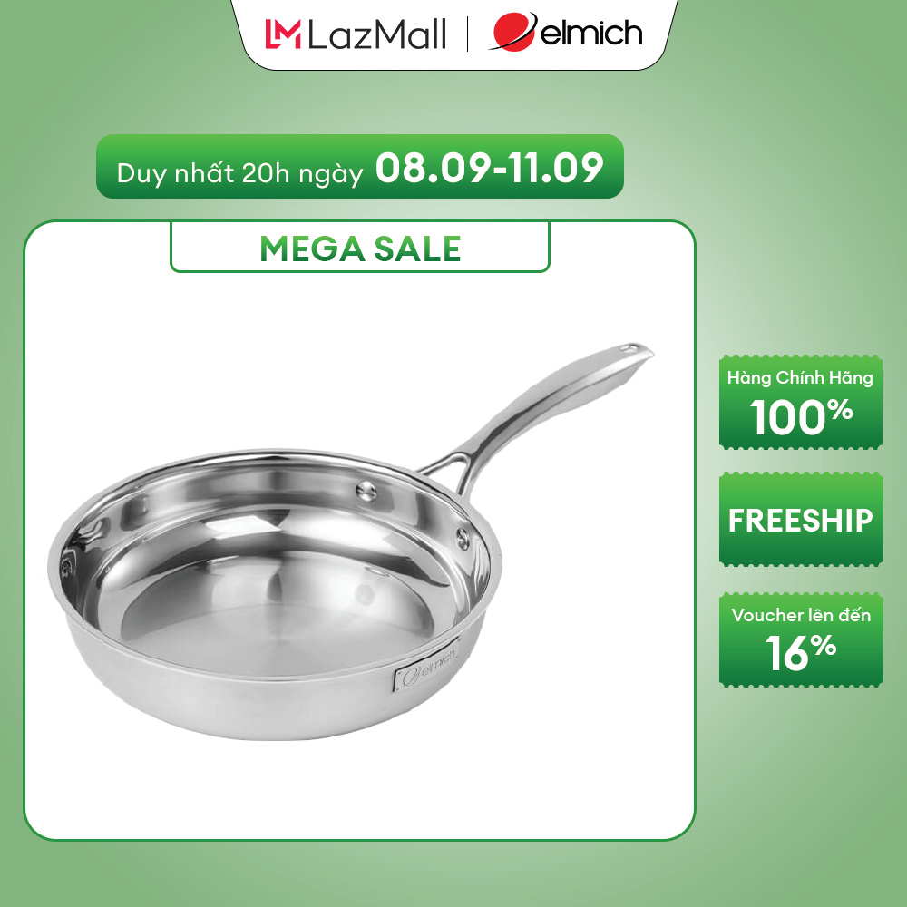(Chỉ 20h ngày 09-12.10)Chảo Inox dập nguyên khối Elmich EL-2431OL Size 20,24,26cm