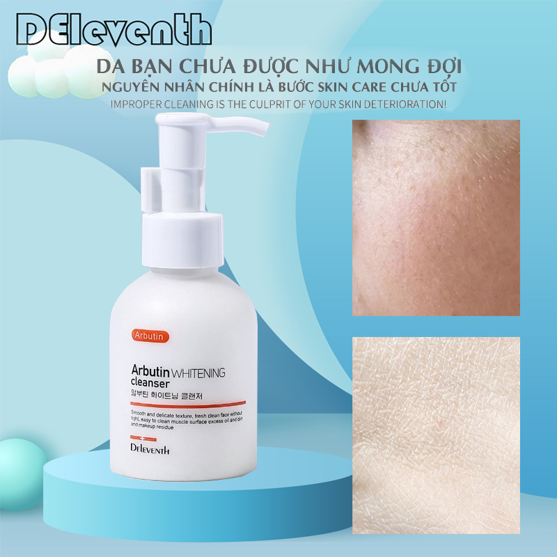 DELEVENTH Arbutin Sữa Rửa Mặt Dưỡng Ẩm Làm Trắng Làm Sáng Da Sửa Rửa Mặt Trắng Da sửa rửa mặtsữa rửa mặt làm trắng dasua rửa mặt