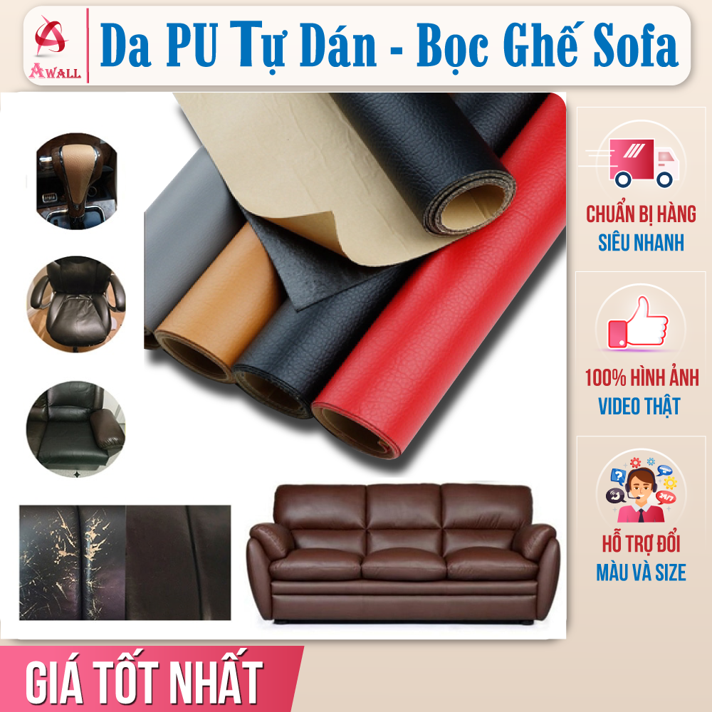 Miếng dán da PU tự dính bọc ghế sofa bọc ghế ô tô đồ da nội thất - Miếng dán kích thước lớn nhiều màu - Miếng dán bọc ghế sofa bị rách - Miếng da bọc ghế - Bọc da ghế ô tô kích thước 140*100cm