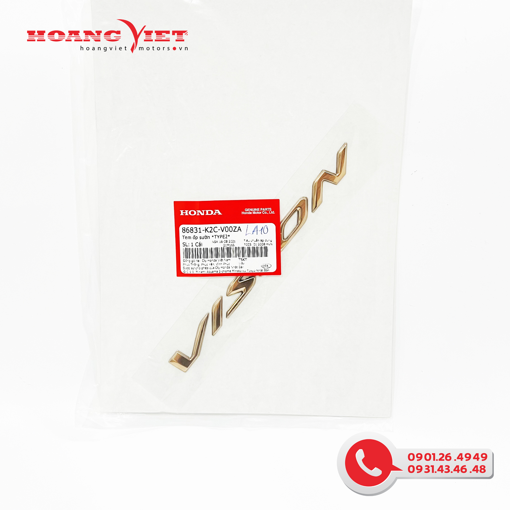 Tem ốp sườn - honda tem chữ xe vision 2021+ - 86831k2cv00za