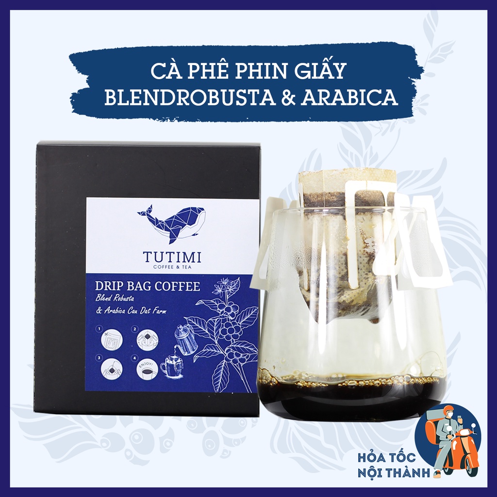 Cà phê phin giấy tiện lợi, Blend Robusta & Arabica Cầu Đất, TuTiMi hộp 10 gói