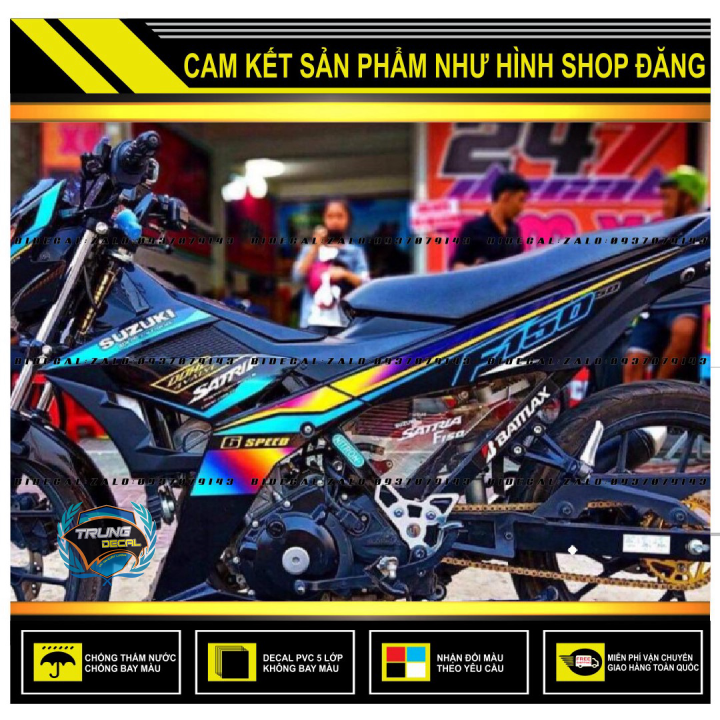 Tem rời satria fi mẫu nhiều màu dán xe đen