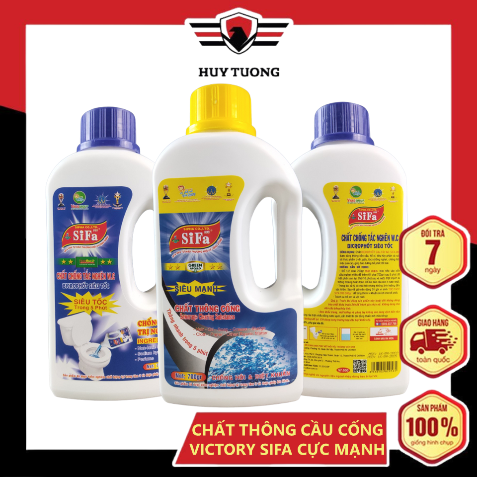 Chất thông tắc Cống và Cầu Victory Sifa chống hôi Siêu nhanh siêu mạnh 5 phút 700g cao cấp - Huy Tưởng