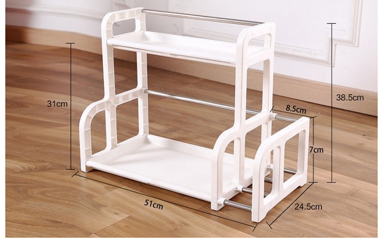 Kệ để đồ nhà bếp chữ h giá đựng gia vị 2 tầng đa năng thông minh kèm khay dao thớt nhựa để bàn phòng đẹp