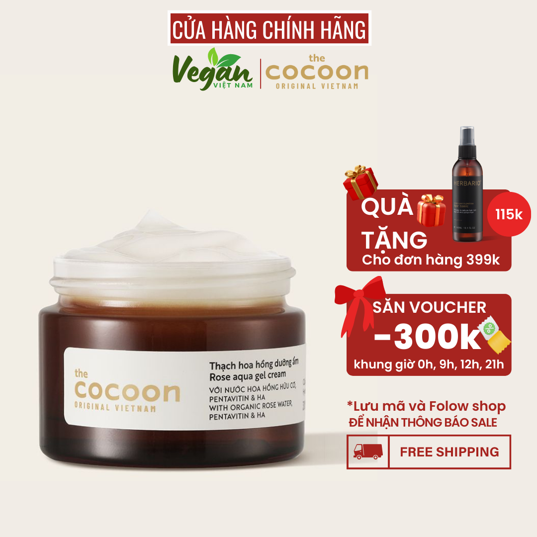 Thạch hoa hồng dưỡng ẩm cocoon 30ml bổ sung dưỡng chất cho da - Vegan Việt Nam