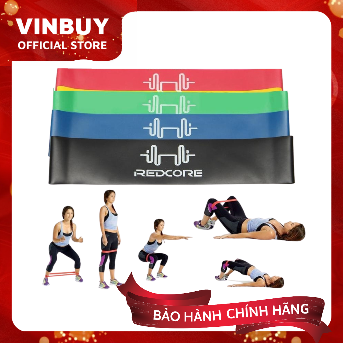 Bộ 4 Dây Kháng Lực Tập Mông Đùi, Dây Miniband Tập Gym, Fitness, Yoga, Pilates - Hàng Chính Hãng - VinBuy