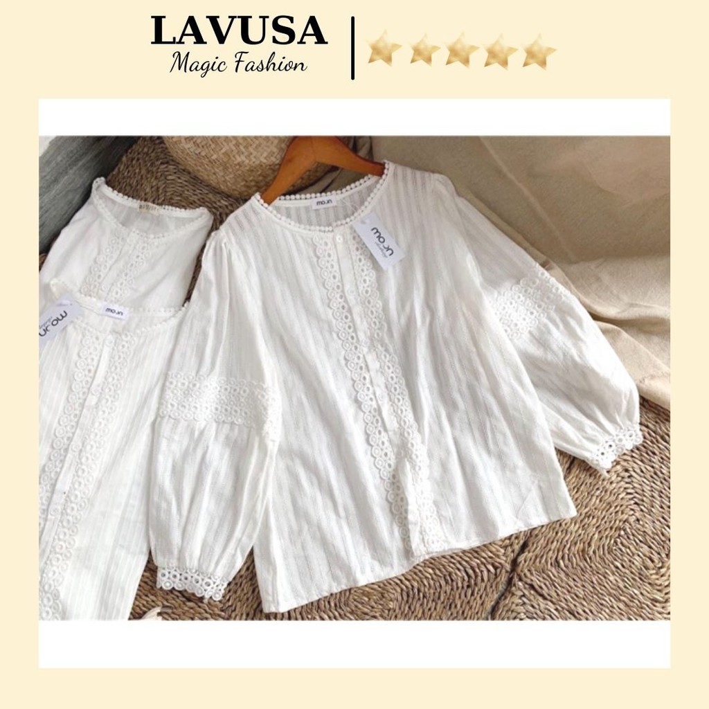 Áo Babydoll Trắng Dễ Thương Đi Học Vintage Lavusa
