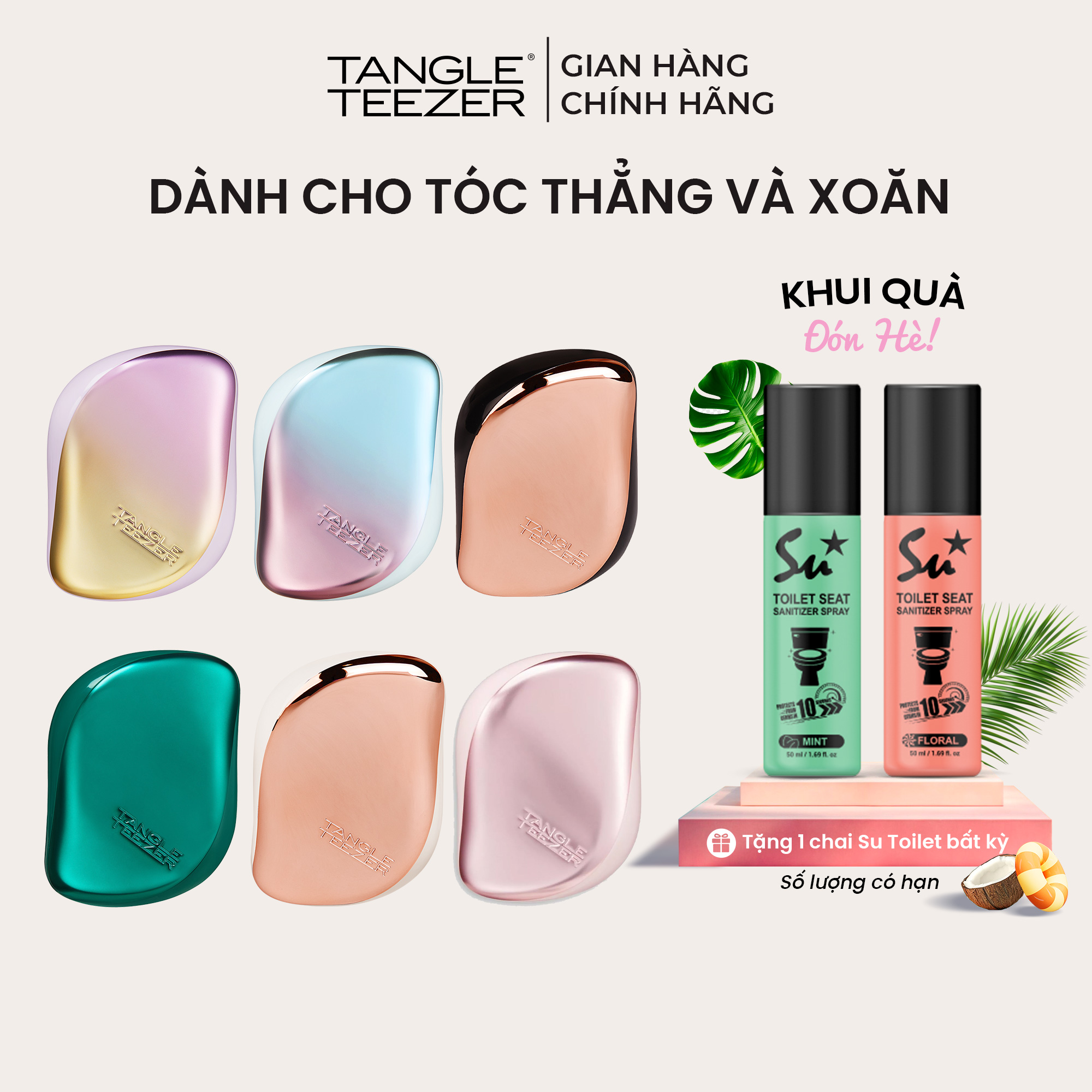 Lược gỡ rối và tạo kiểu Tangle Teezer, Compact Styler, dành cho tóc thẳng và xoăn, size du lịch