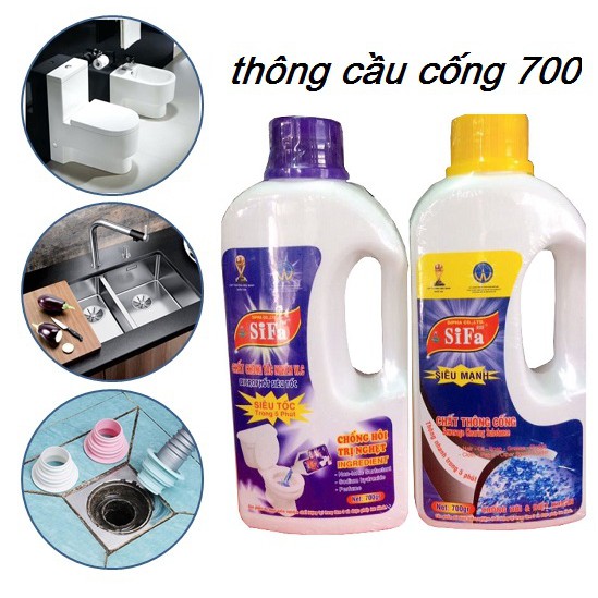 Combo 2 Chai thông cống 700ml - chất thông cầu - chai thông cống nghẹt - chai thông wc - chai thông bồn cầu cống - nước thông cầu cống - dung dịch tẩy rửa - dung dịch vệ sinh - hóa chất thông tắc cầu cống