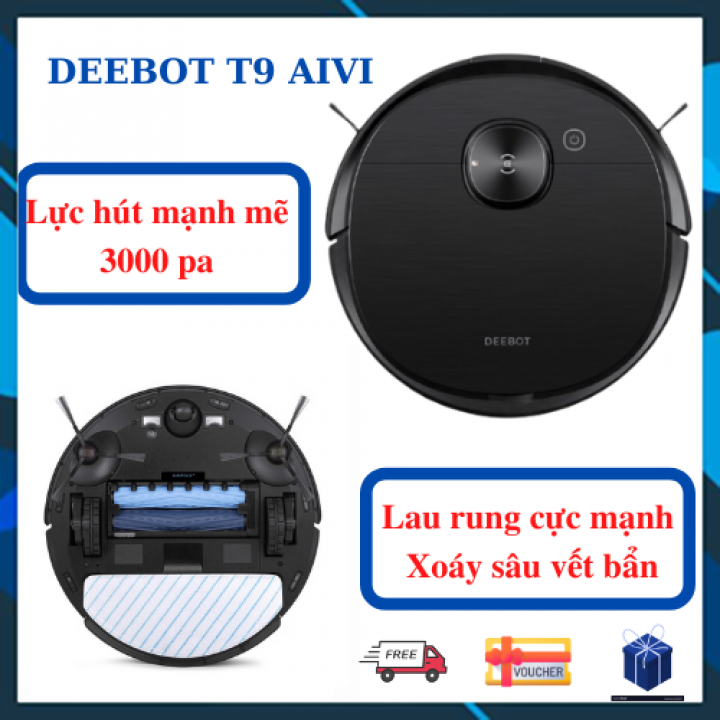 Robot hút bụi lau nhà ecovacs deebot t9 aivi - lực hút khủng 3000pa, robot tỏa hương thơm mới nhất 2022
