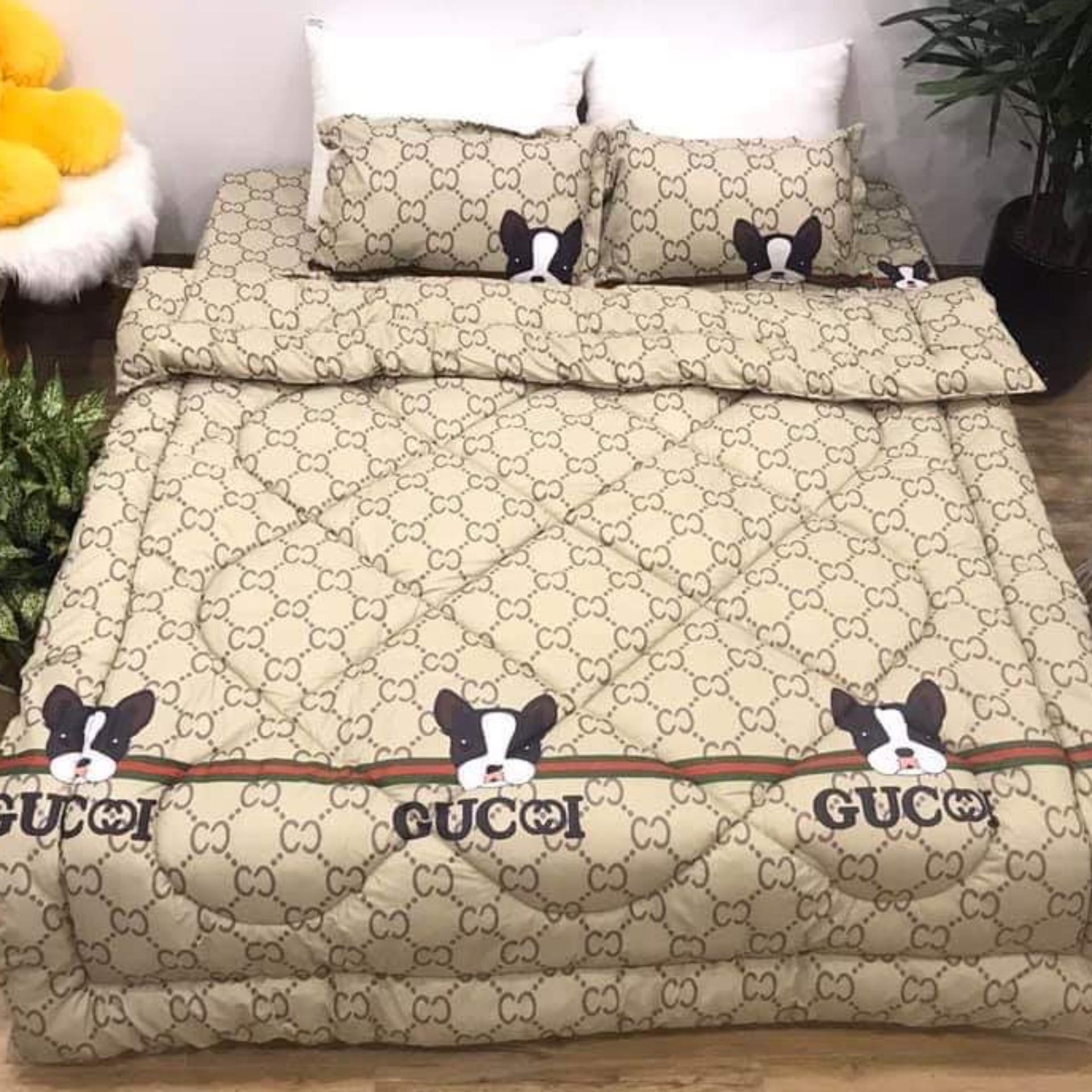 BỘ CHĂN GA GỐI CHẦN PHAO 5 MÓN CHÓ GC + TẶNG VỎ ÔM
