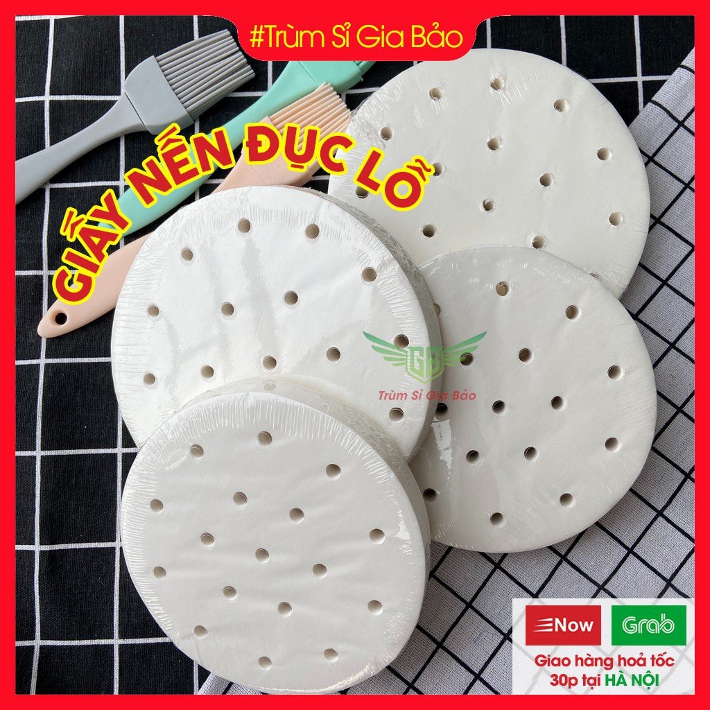 Giấy nến đục lỗ size 23 cm combo 100 tờ loại 1 không bị mủn dung cho nồi chiên không dầu