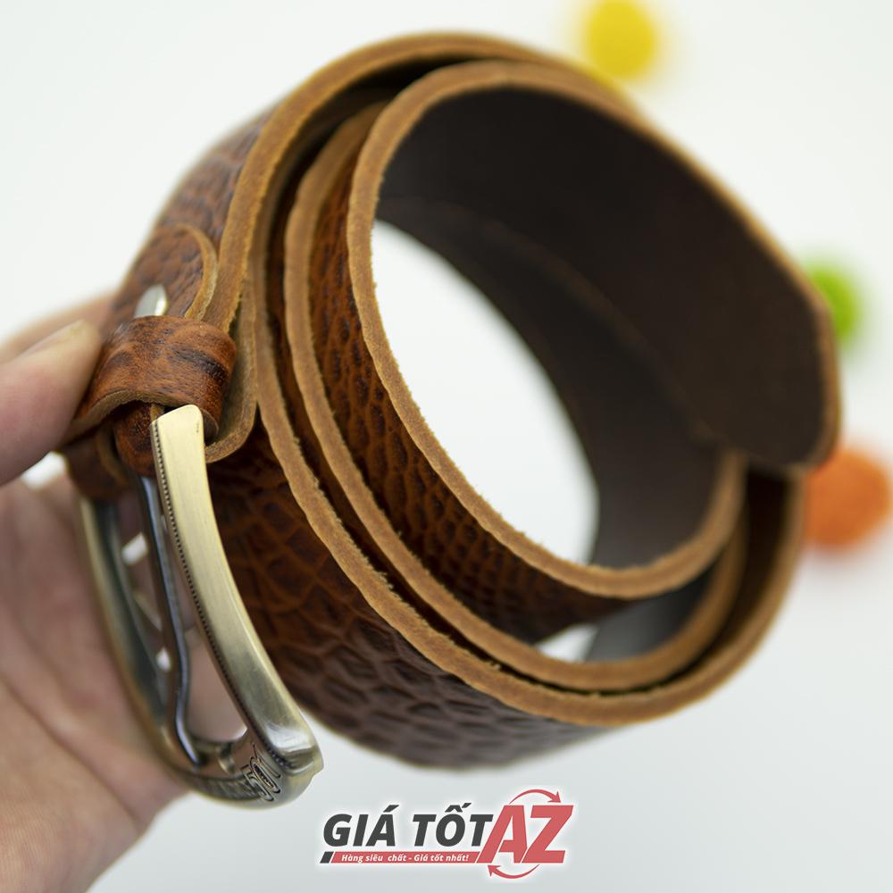 Thắt lưng nam da bò, loại da bò vân cá sâu, màu nâu, da bò xịn, dày dặn - nâu - giá cực rẻ