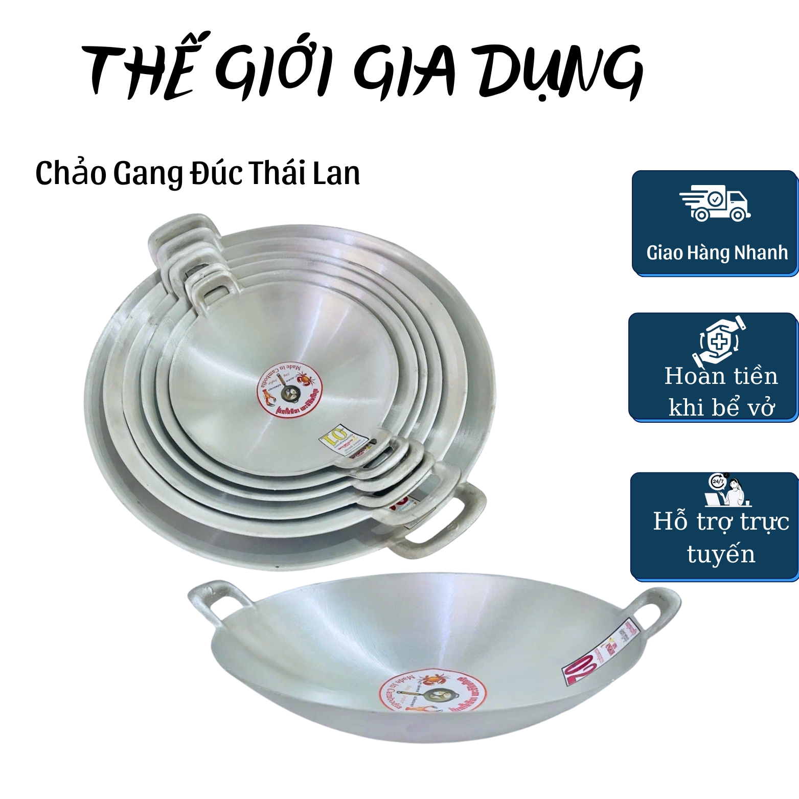 Chảo Gang Đúc Thái Lan-Chảo Gang Đúc Cao Cấp Không Bị Đen Dỉ Sét