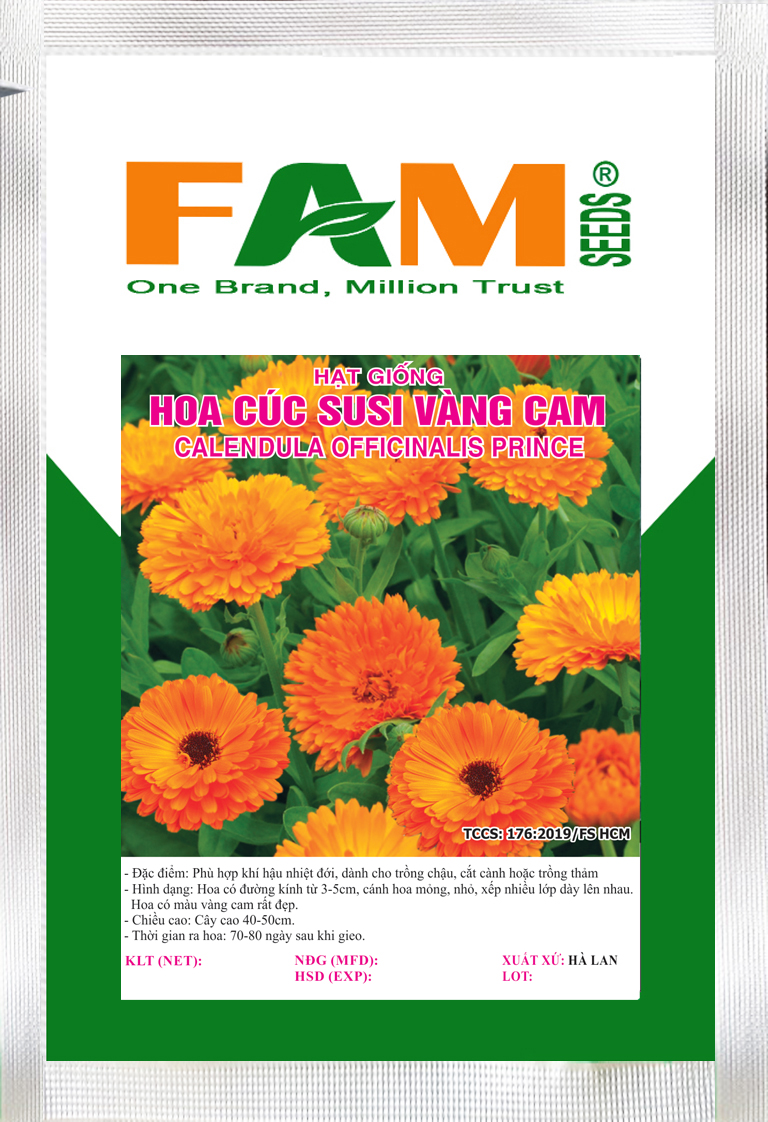 [HCM]Hạt Giống Hoa Cúc SUSI Vàng Cam - Gói 0.5gr (70-80 hạt)