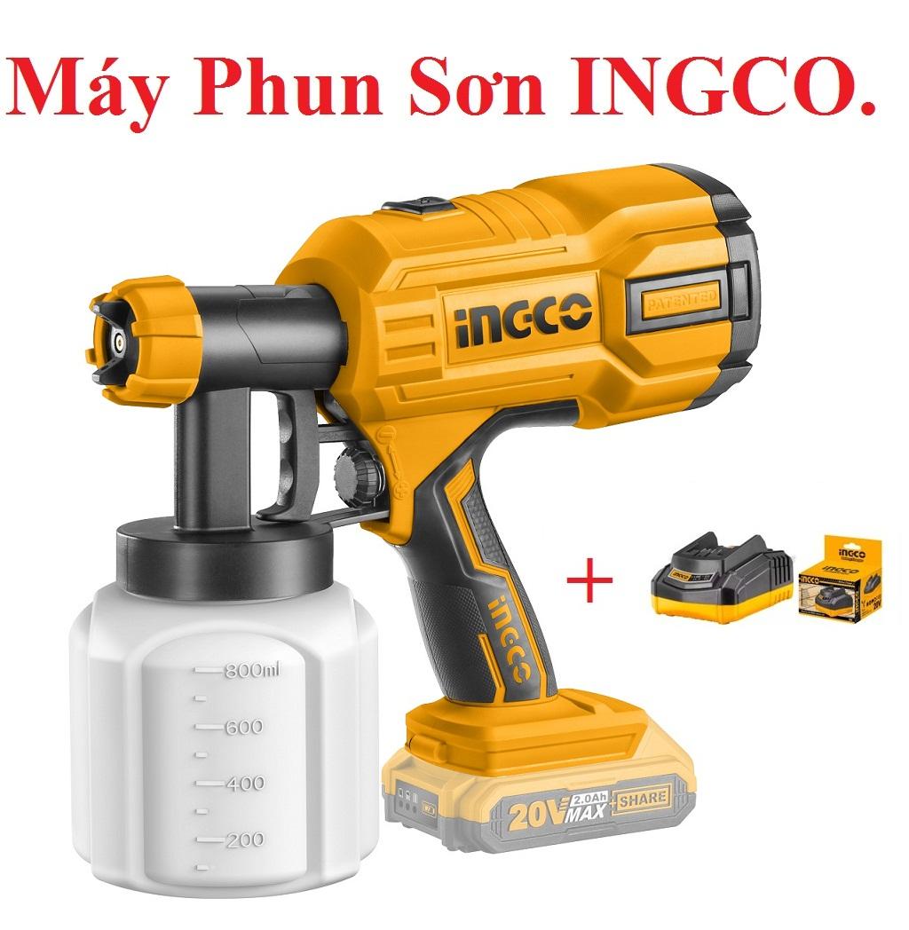 Máy phun sơn INGCO 350W  kèm theo 1 pin 21V.