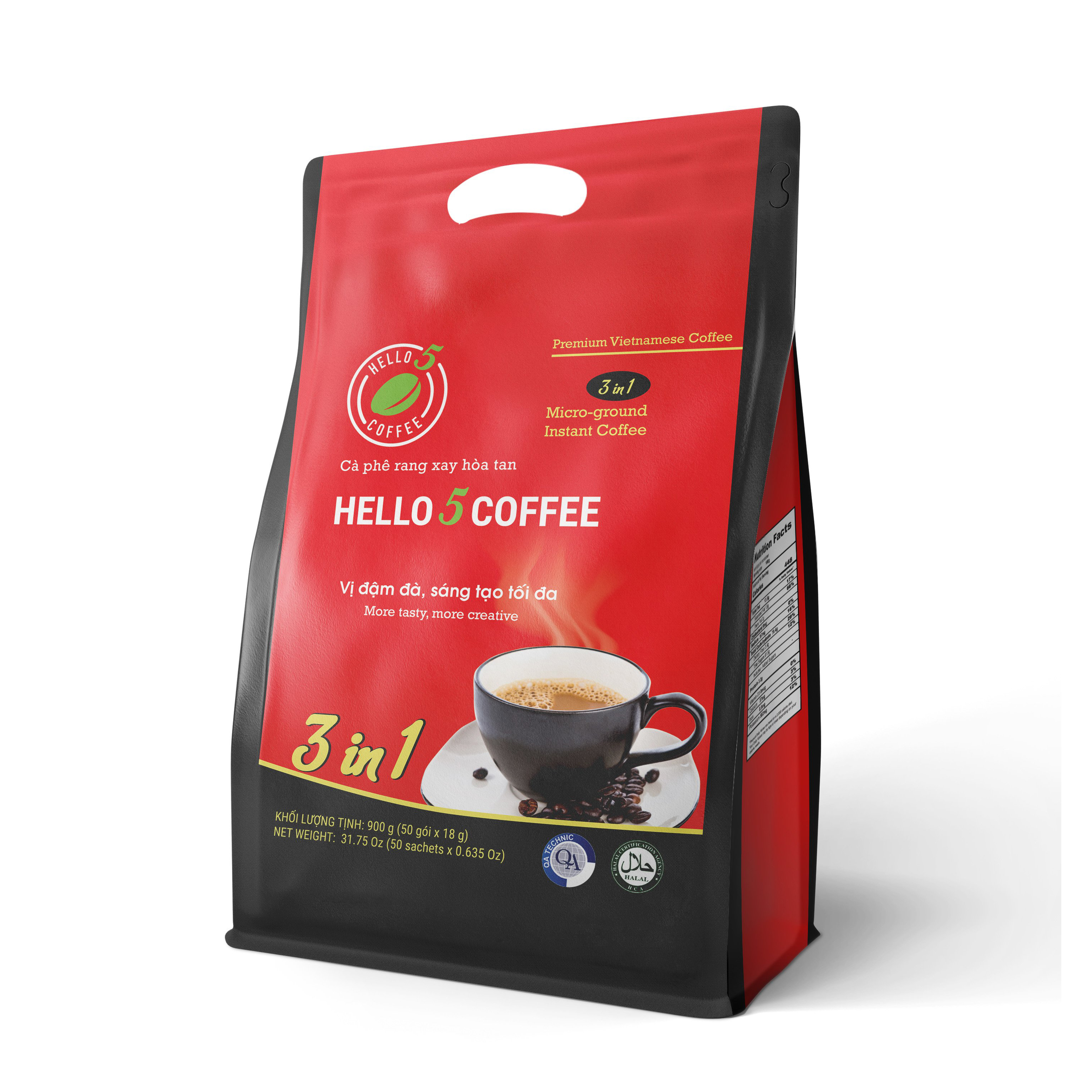 Cà phê sữa hòa tan 3in1 hello 5 coffee - bịch 50 gói x 18g