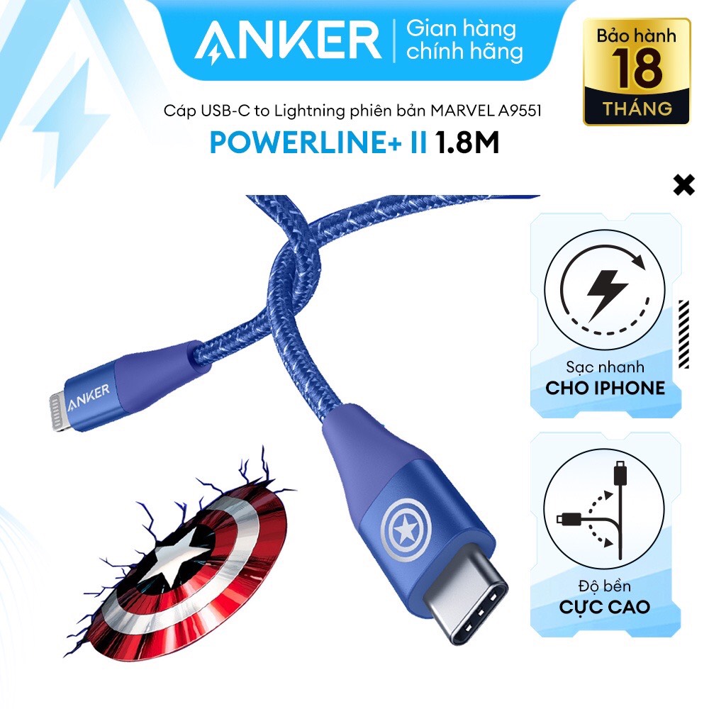 Cáp sạc anker powerline+ ii usb-c to lightning - phiên bản marvel - anker a9551 / anker a9548 - hàng chính hãng