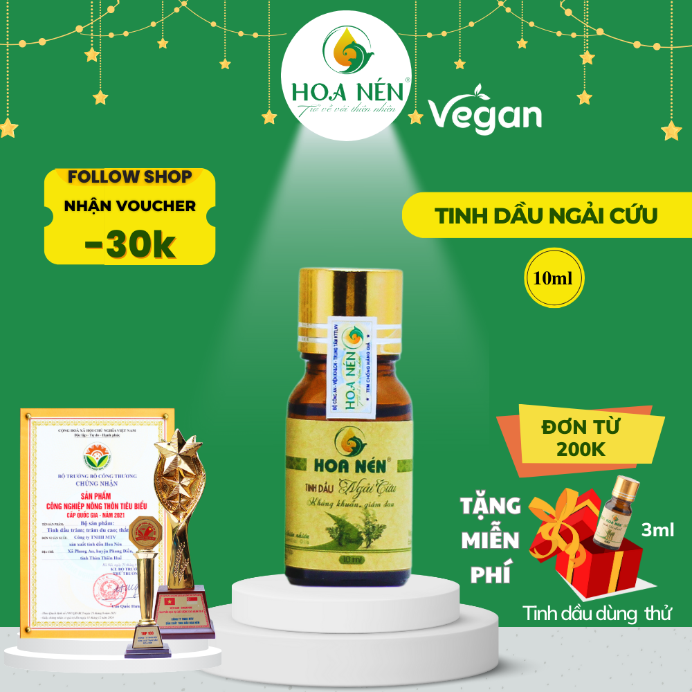 Tinh dầu ngải cứu nguyên chất 10ml - hoa nén - vegan