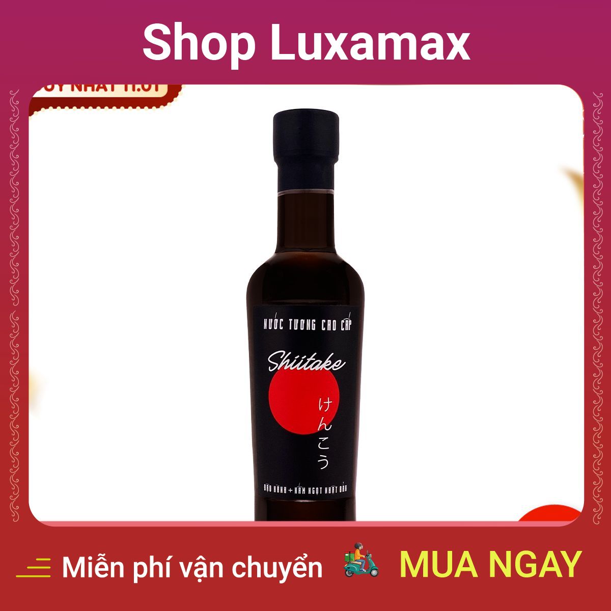 Nước tương cao cấp Shiitake chai 250 ml có thành phần chính từ đậu nành và nấm ngọt Shiitake Nhật Bản DTK72294644 - Shop LuxaMax - SHIITAKE 250 ml high quality water with a major component from Japanese Shiitake Soy and Sweet Mushroom