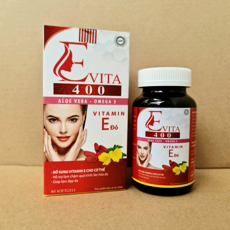 Viên uống vitamin E đỏ 400 đẹp da, sáng da, hạn chế lão hoá da - Hộp 60 viên