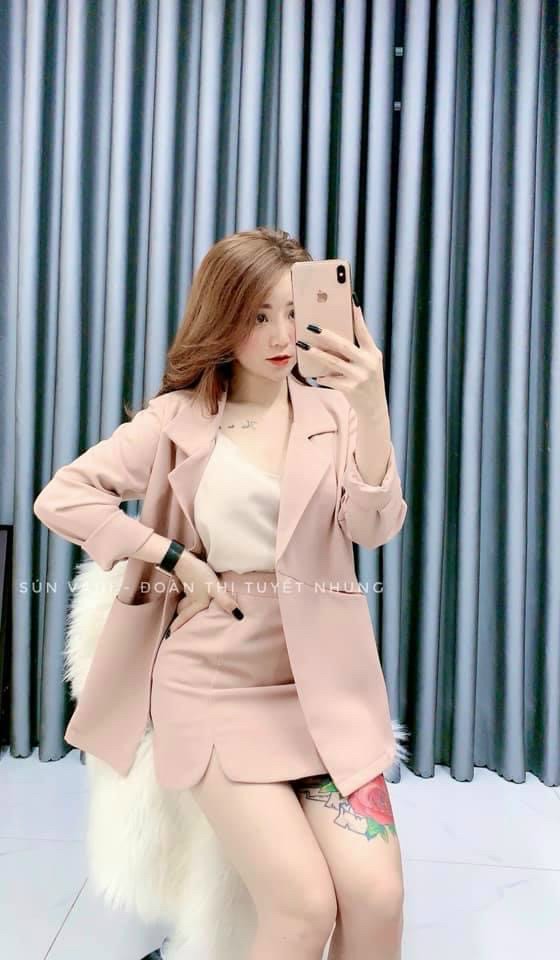Set vest nữ - Set vest công sở vest Hàn quốc cao cấp 3 món gồm áo vest blazer, áo ba lỗ và chân váy chữ a