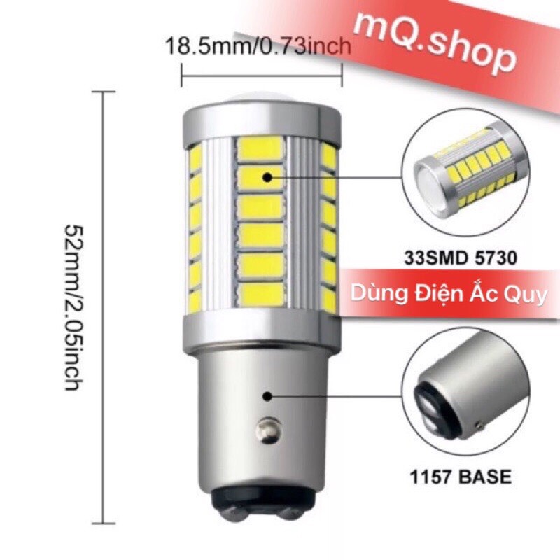 🔥ĐÈN LED HẬU NHÁY 33 TIM LED BI CẦU Ô TÔ XE MÁY💥2 CHÂN DƯƠNG (GIÁ 1 BÓNG)